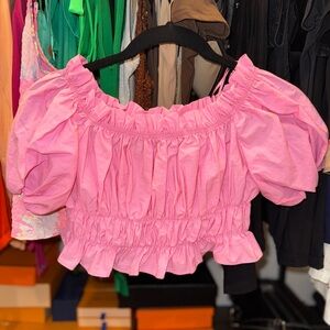Pink Ruffled Off-Shoulder Top
